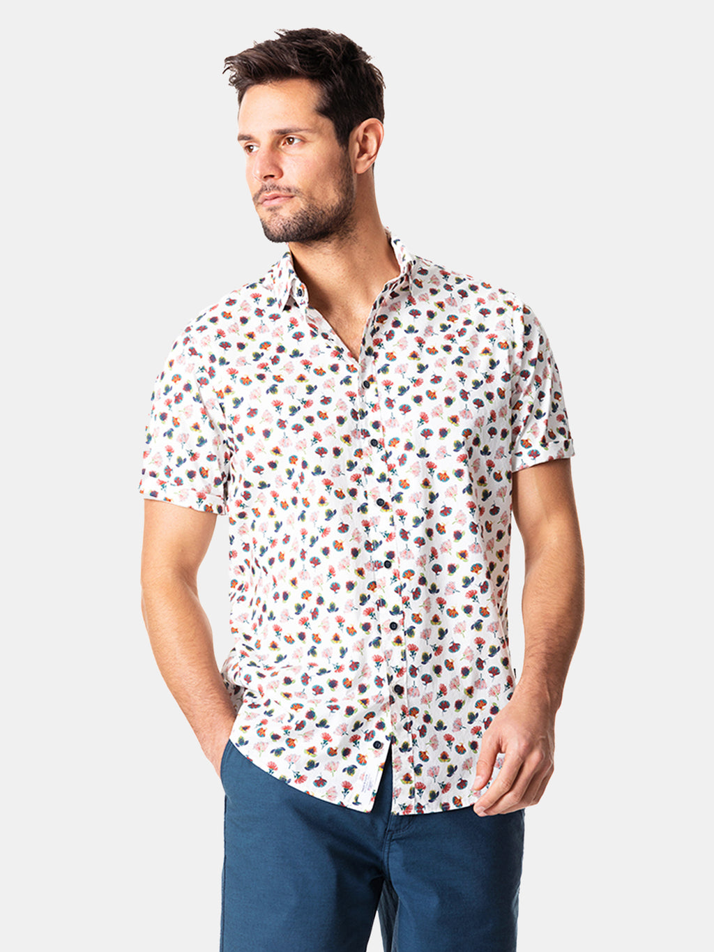 Rodd And Gunn Men's Foxhill Short-Sleeve Sports Fit Shirt - Saint Bernard