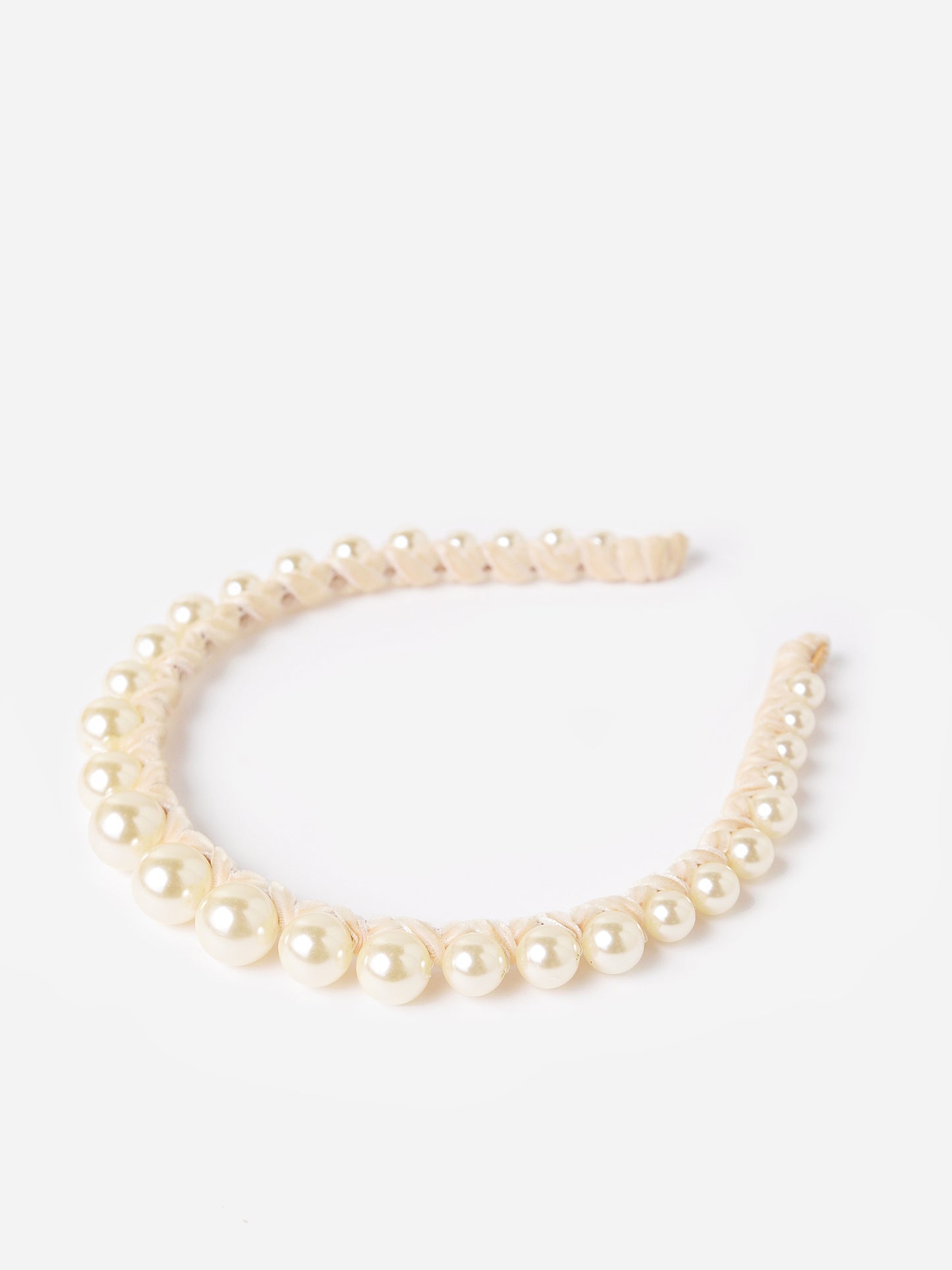 Lele Sadoughi Women's Graduated Pearl Velvet Strand Headband - Saint Bernard