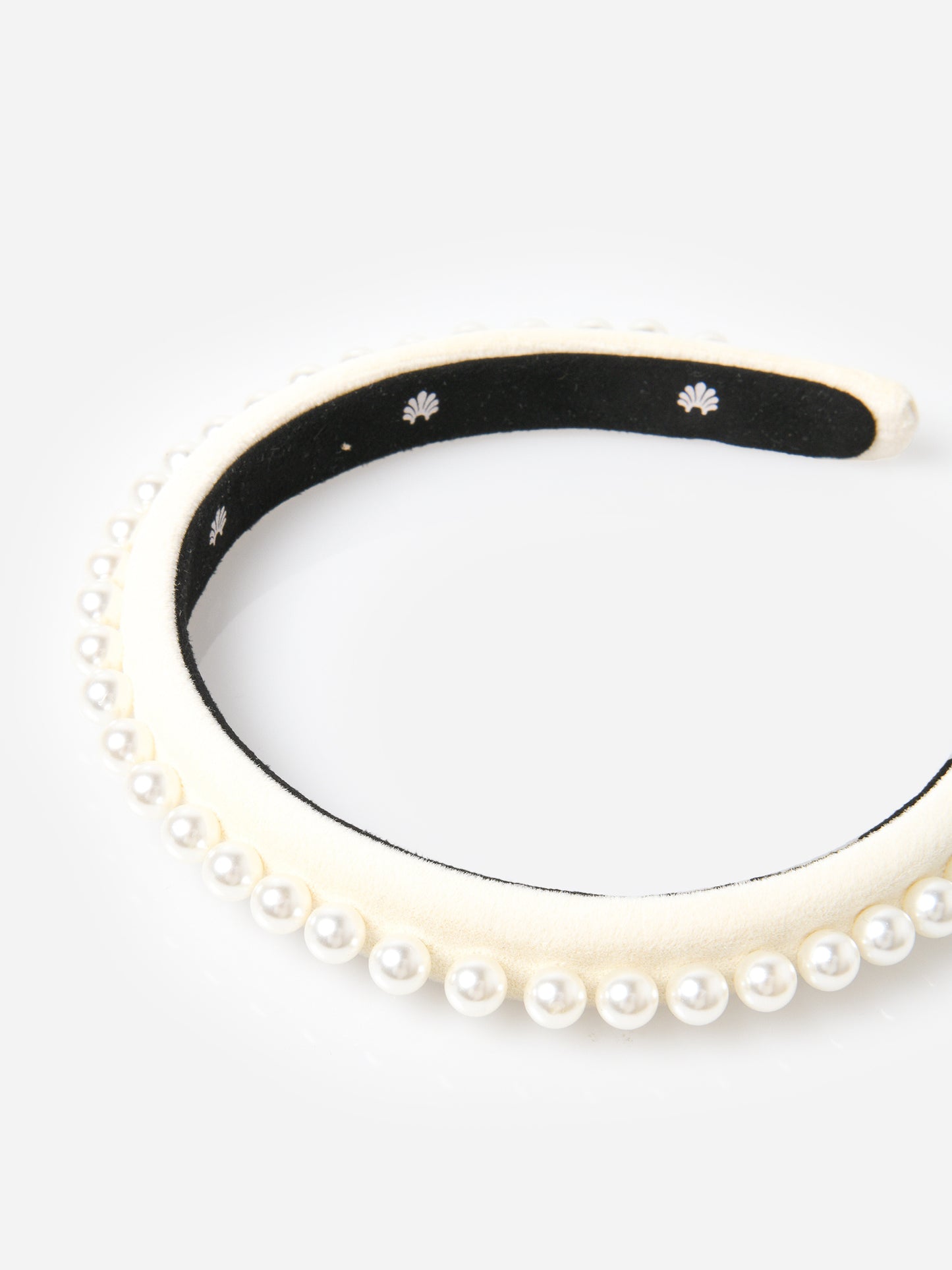 Lele Sadoughi Women's Pearl Embellished Gigi Velvet Headband - Saint Bernard