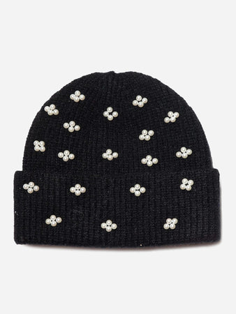 LeLe Sadoughi Pearl and beads confetti cream beanie New Lele Sadoughi Pearl Confetti Beanie Hat NWT main image 2