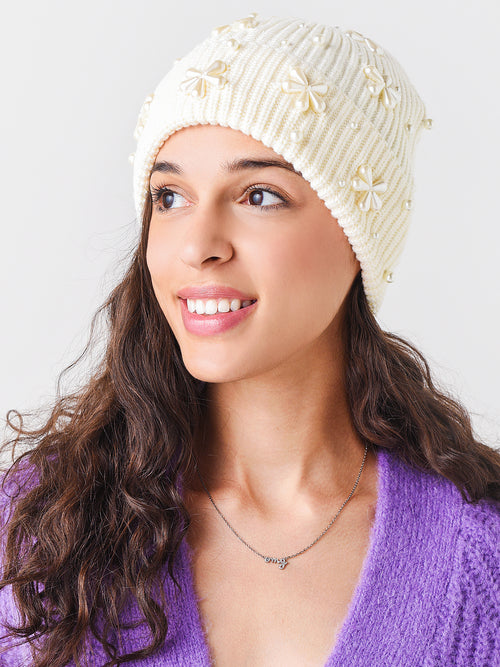 Lele Sadoughi Women's Pearl Snowflake Beanie