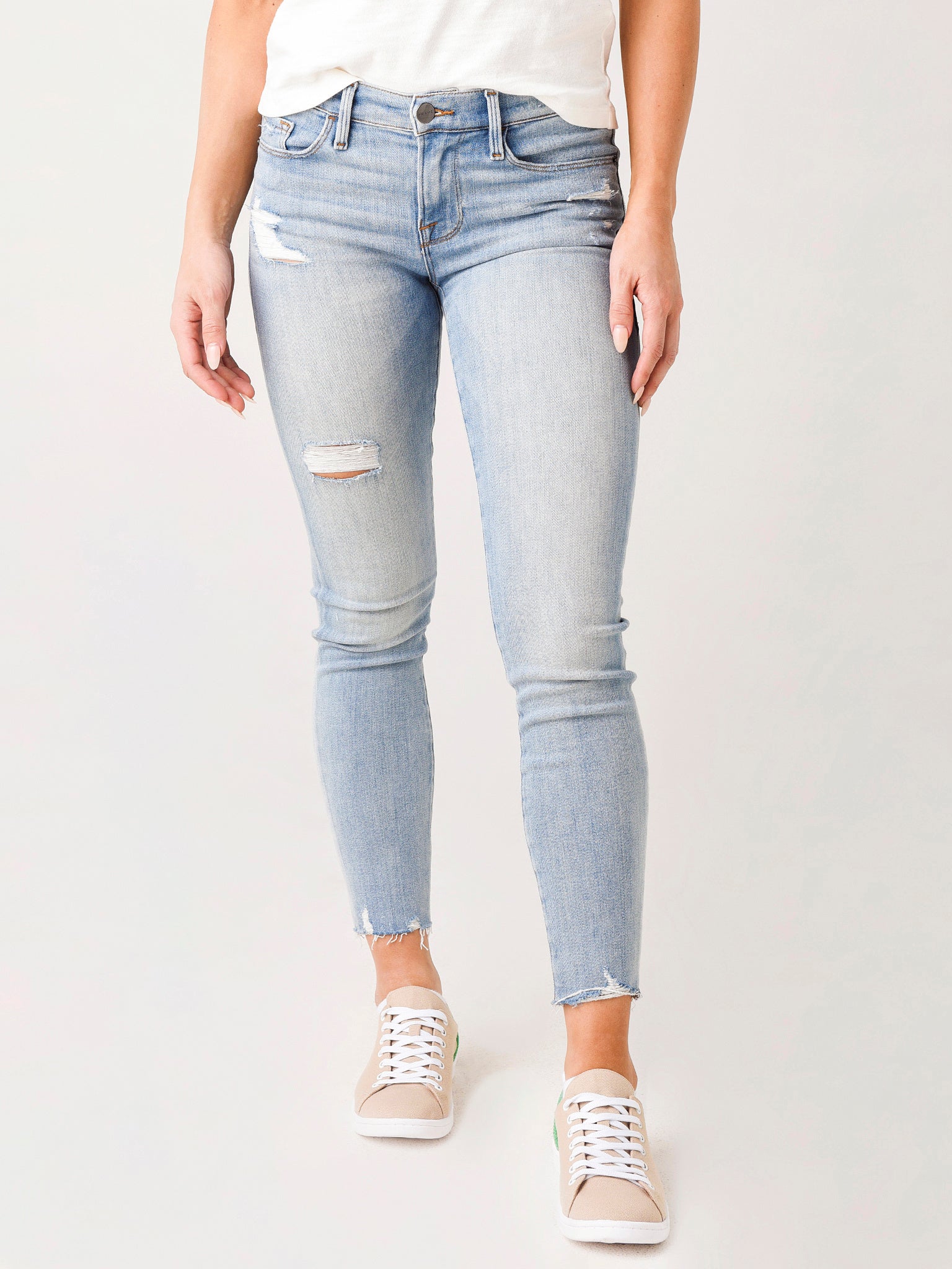Frame Women's Le Skinny De Jeanne Crop Raw Edge Jean - Saint Bernard