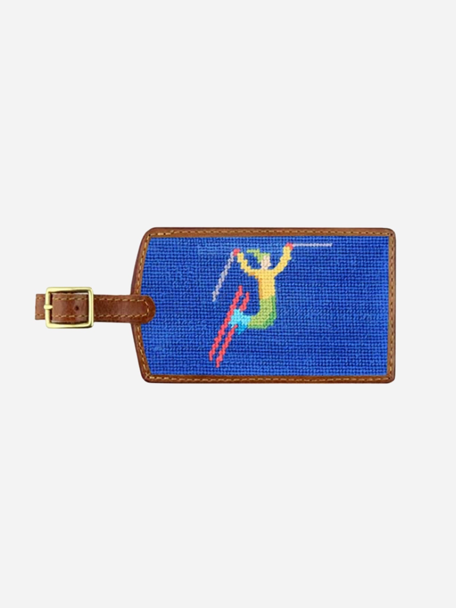 Smathers & Branson Ski Tricks Needlepoint Luggage Tag - Thumbnail 3