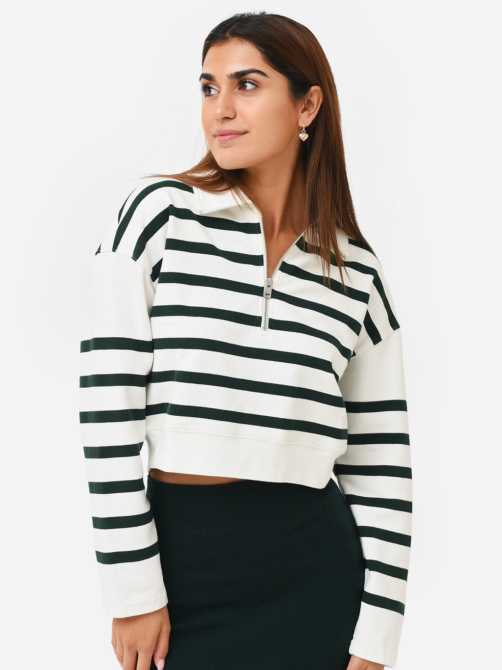 Frame Women's Cropped Half-Zip Pullover - Saint Bernard