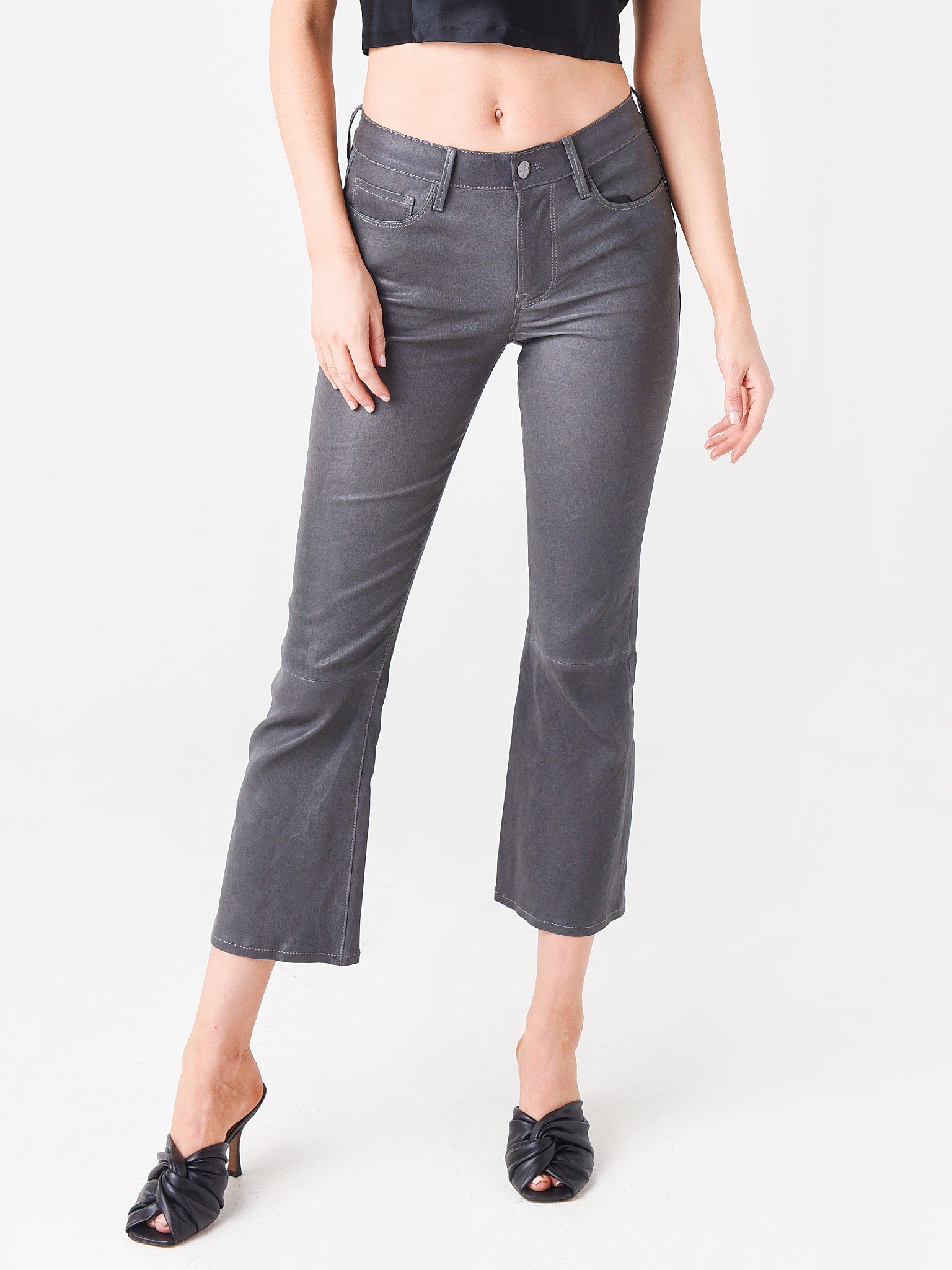 Frame Women's Leather Le Crop Mini Boot Leather Pant - Saint Bernard