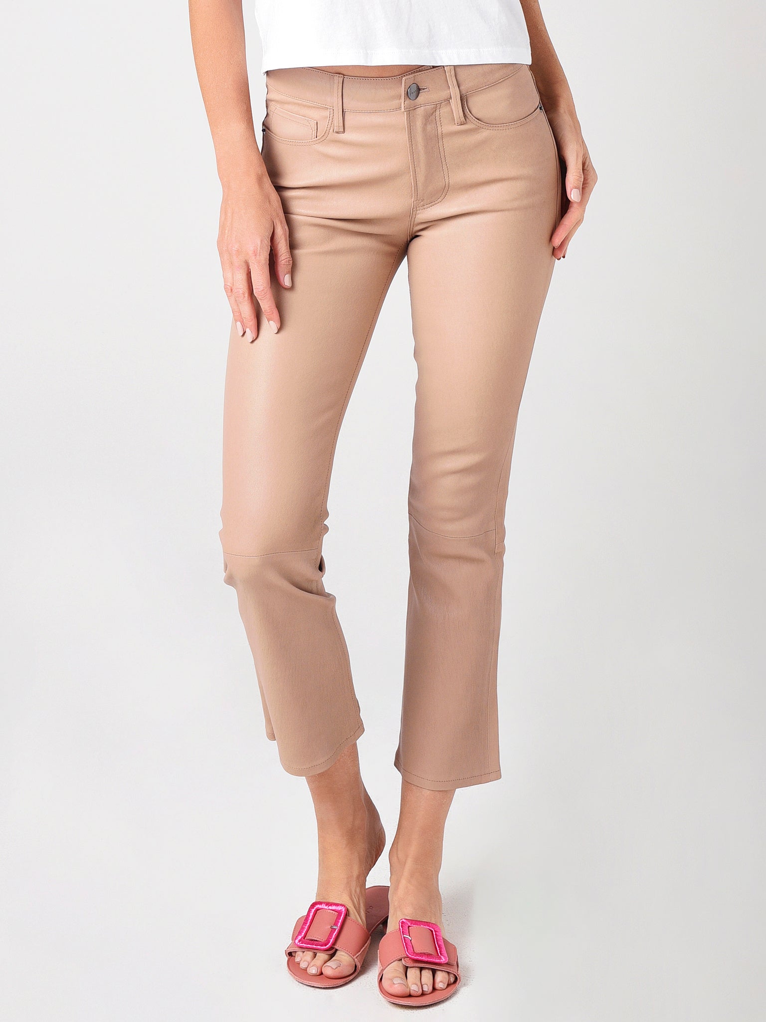 Frame Women's Leather Le Crop Mini Boot Leather Pant - Saint Bernard