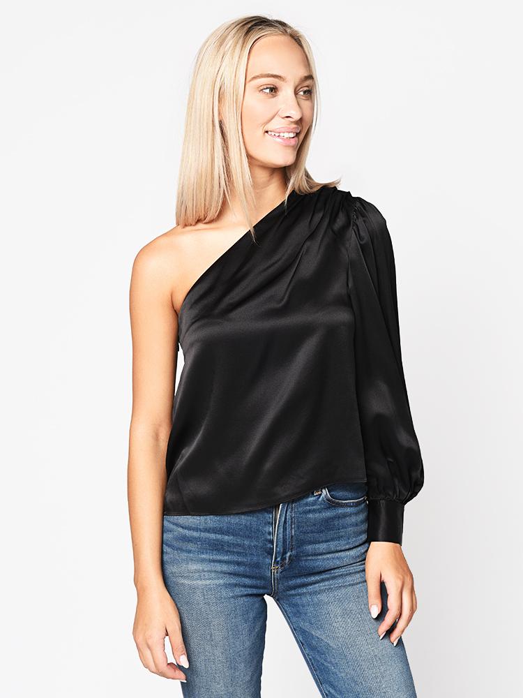 Frame Women’s Silk Relaxed One Shoulder Top - Saint Bernard
