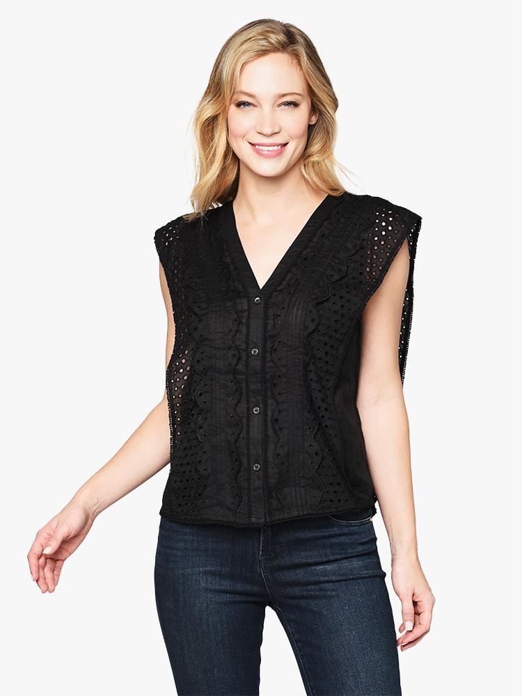 Frame Lace Pintuck Blouse - Saint Bernard