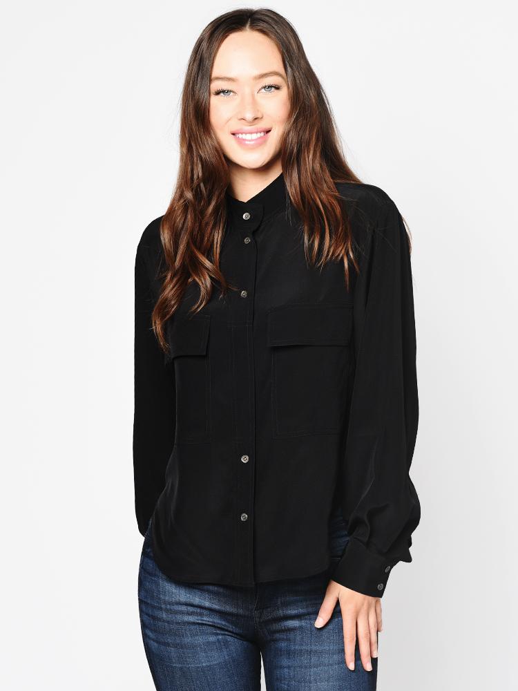 Frame Women’s Silk Clean Safari Shirt - Saint Bernard