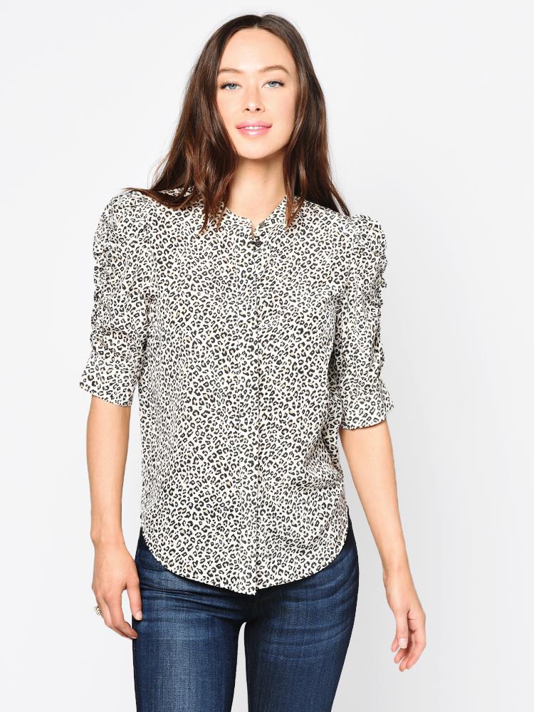 Frame Women’s Shirred Sleeve Button Up Shirt - Saint Bernard