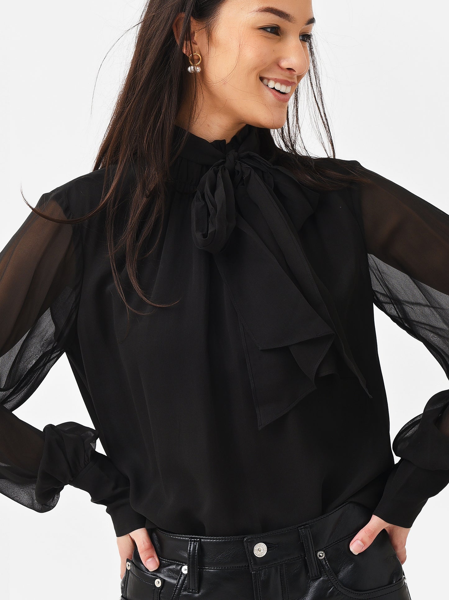 Frame Women's Long Sleeve Bow Blouse - Saint Bernard