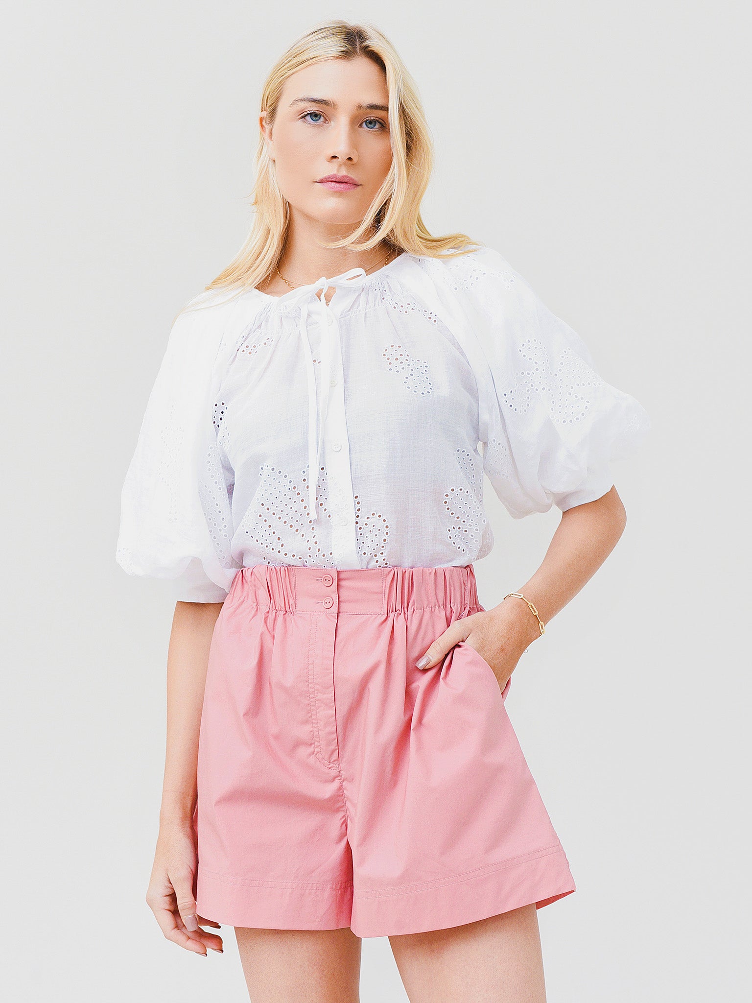 Frame Women's Eyelet Puff Sleeve Shirt - Saint Bernard