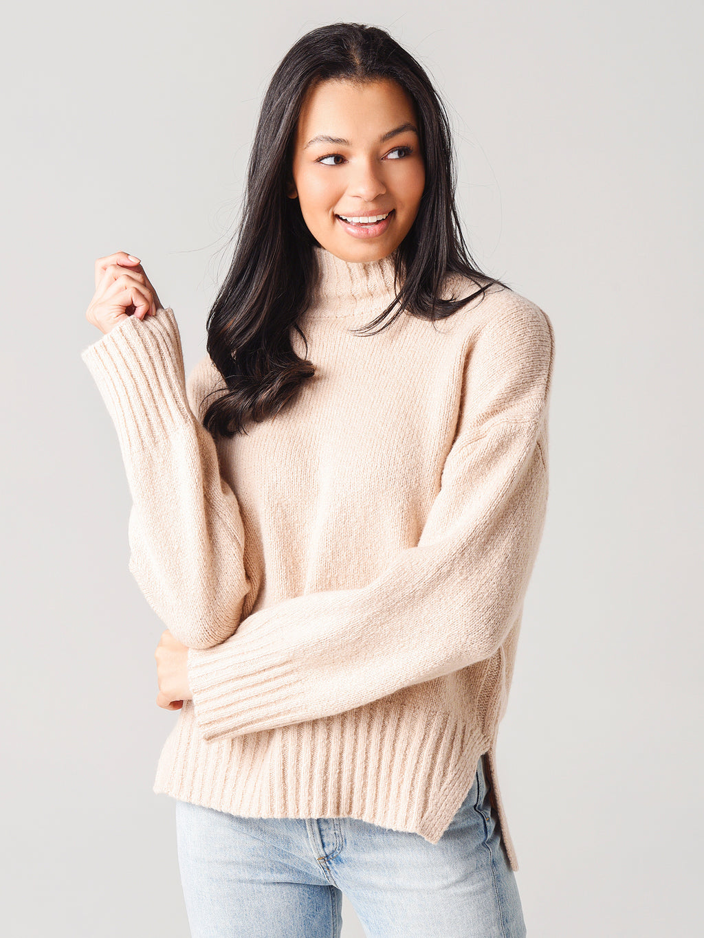 Frame Women's Side Slit Turtleneck Sweater - Saint Bernard