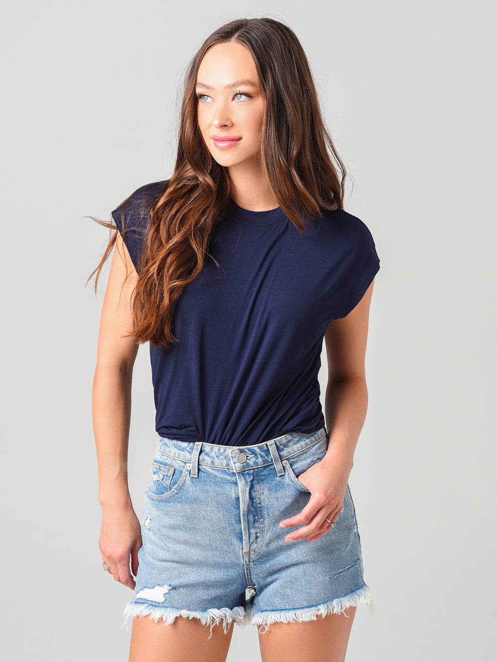 Frame Women's Double Shirred Muscle Tee - Saint Bernard