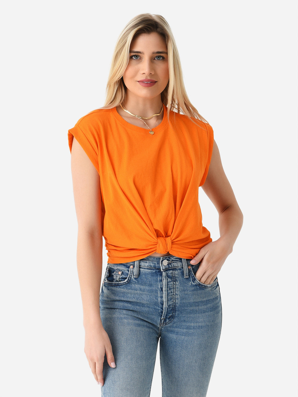 Frame Women's Knotted Rolled Tee - Saint Bernard