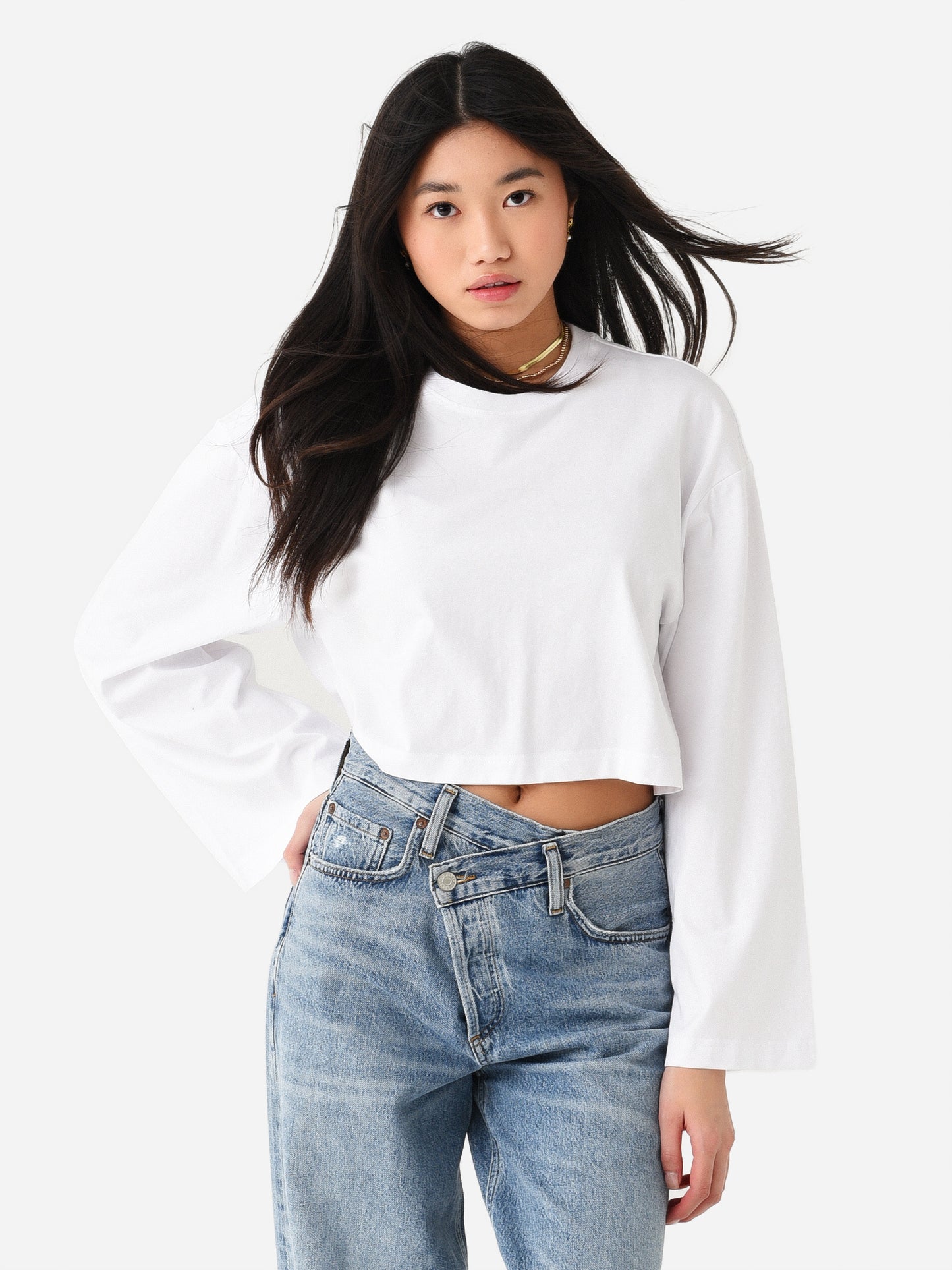 Frame Women's Crop Bell Sleeve Tee - Saint Bernard