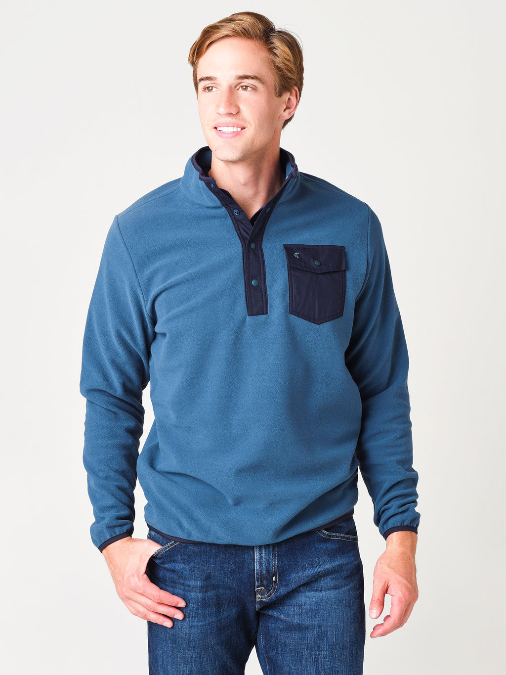 Criquet Men's Snap Fleece Pullover Sweater - Saint Bernard