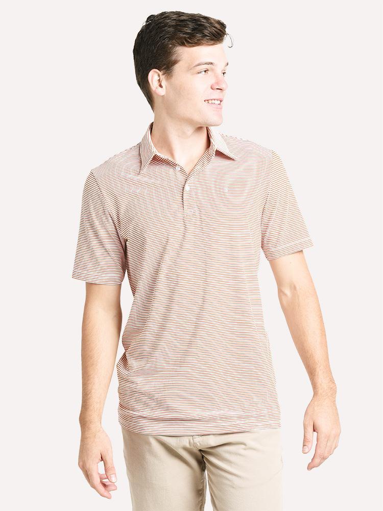 Criquet Ace Polo, Pencil Stripe - Burnt Orange - Saint Bernard