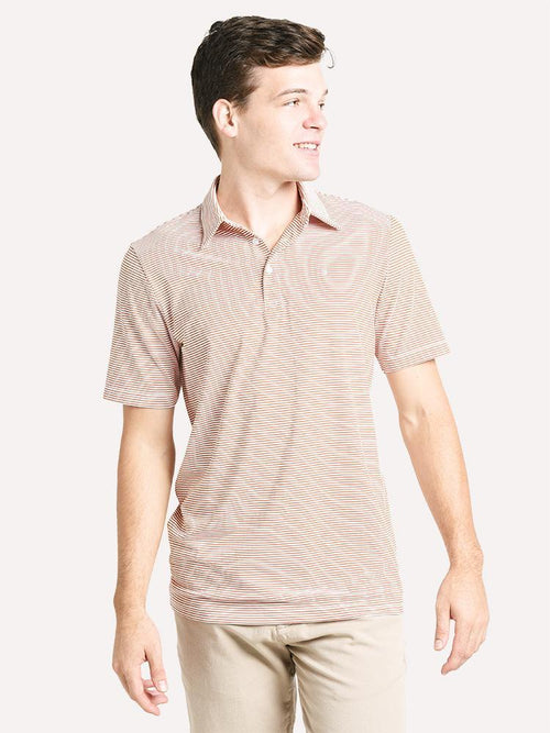 Criquet Ace Polo, Pencil Stripe - Burnt Orange