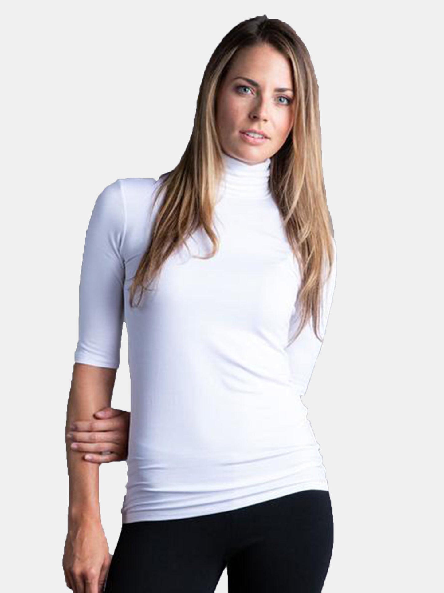 Majestic Women's Soft Touch Elbow Sleeve Turtleneck Top