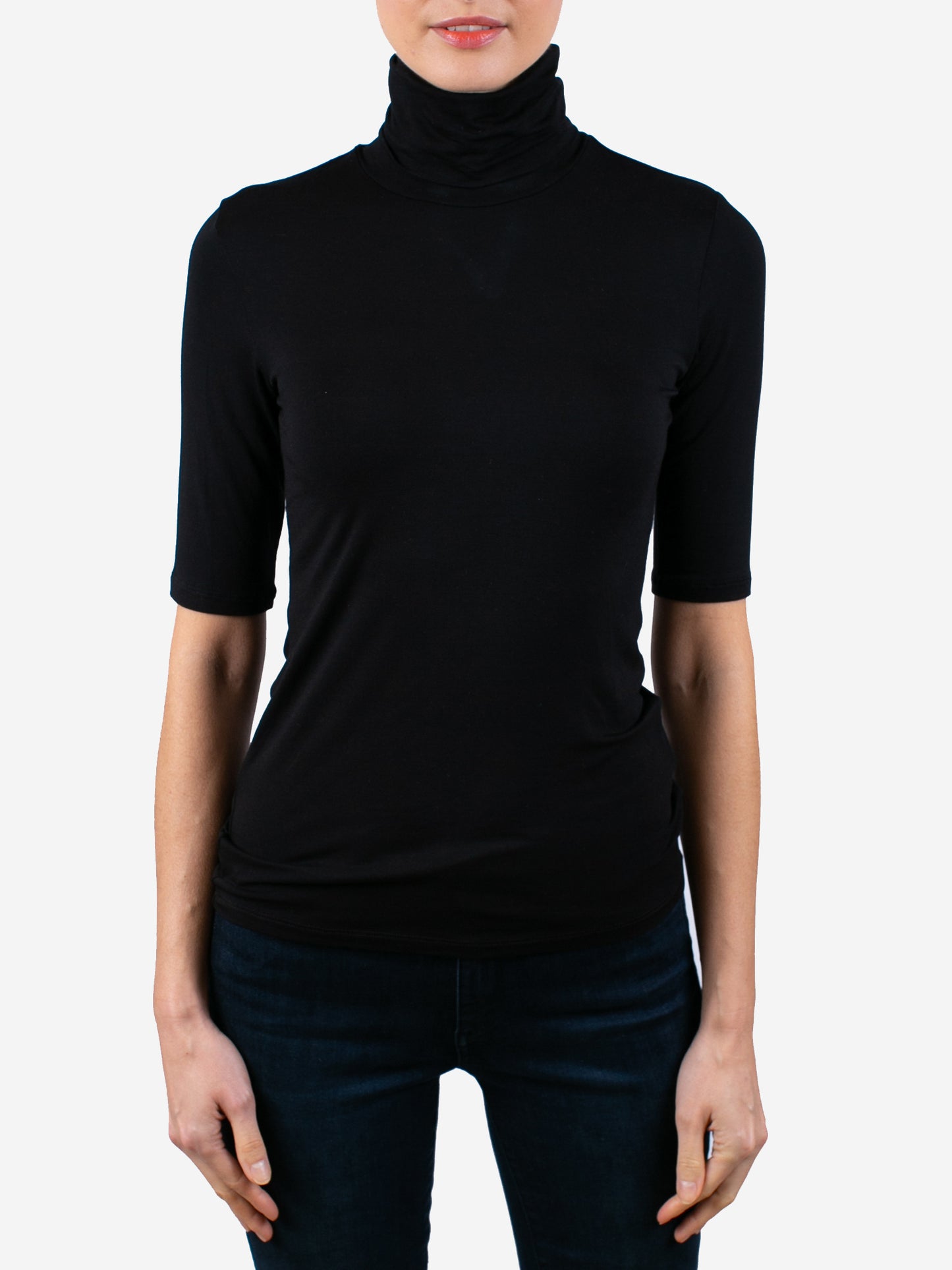 Majestic Women's Soft Touch Elbow Sleeve Turtleneck Top - Saint Bernard