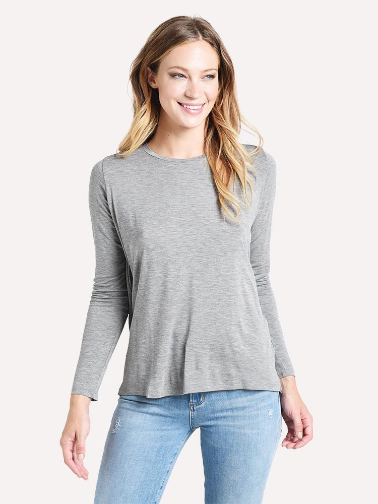 Majestic Long Sleeve Crew With Back Pleat
