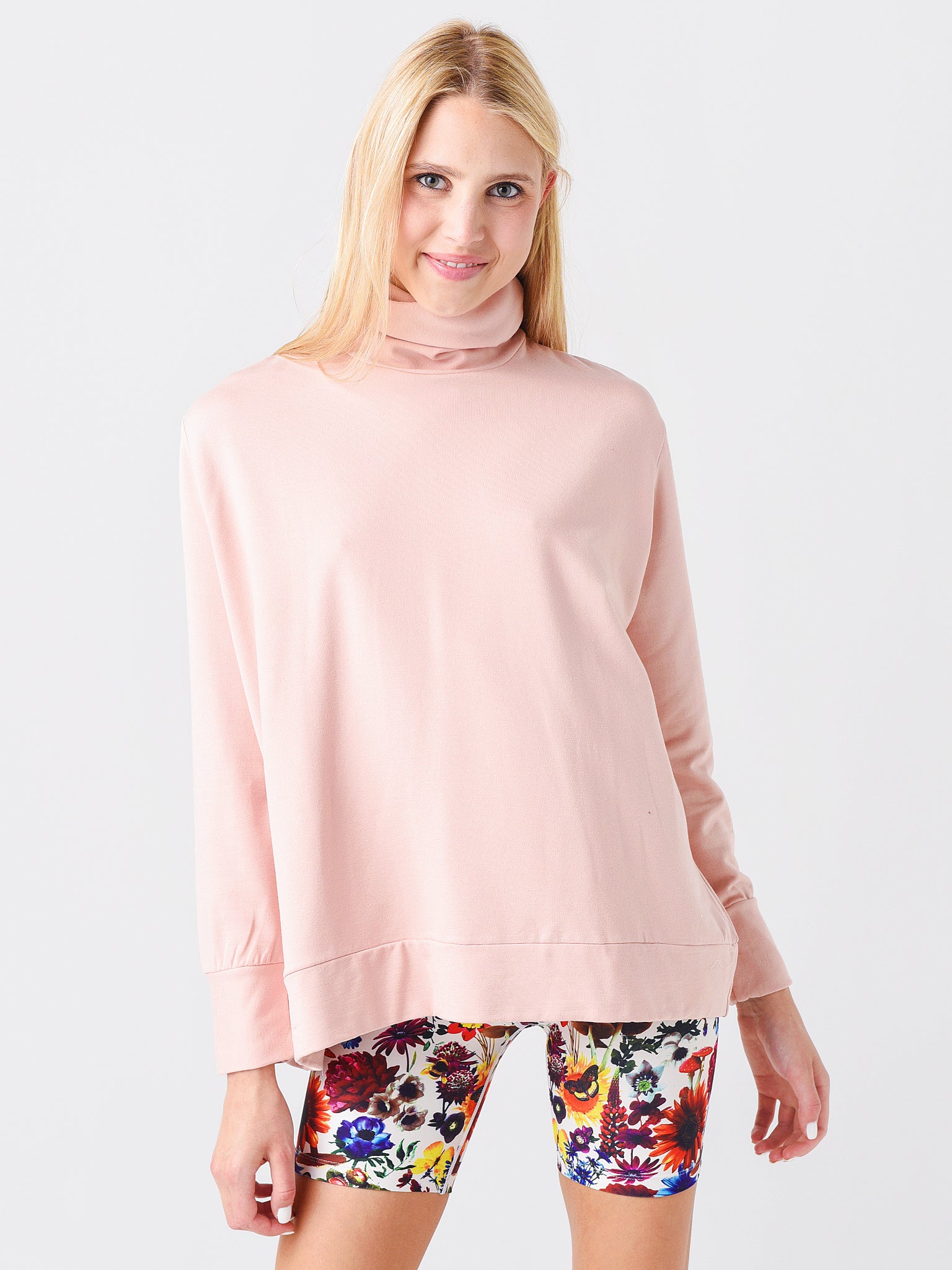 Majestic Women's French Terry Long Sleeve Semi-Relaxed Turtleneck - Saint Bernard