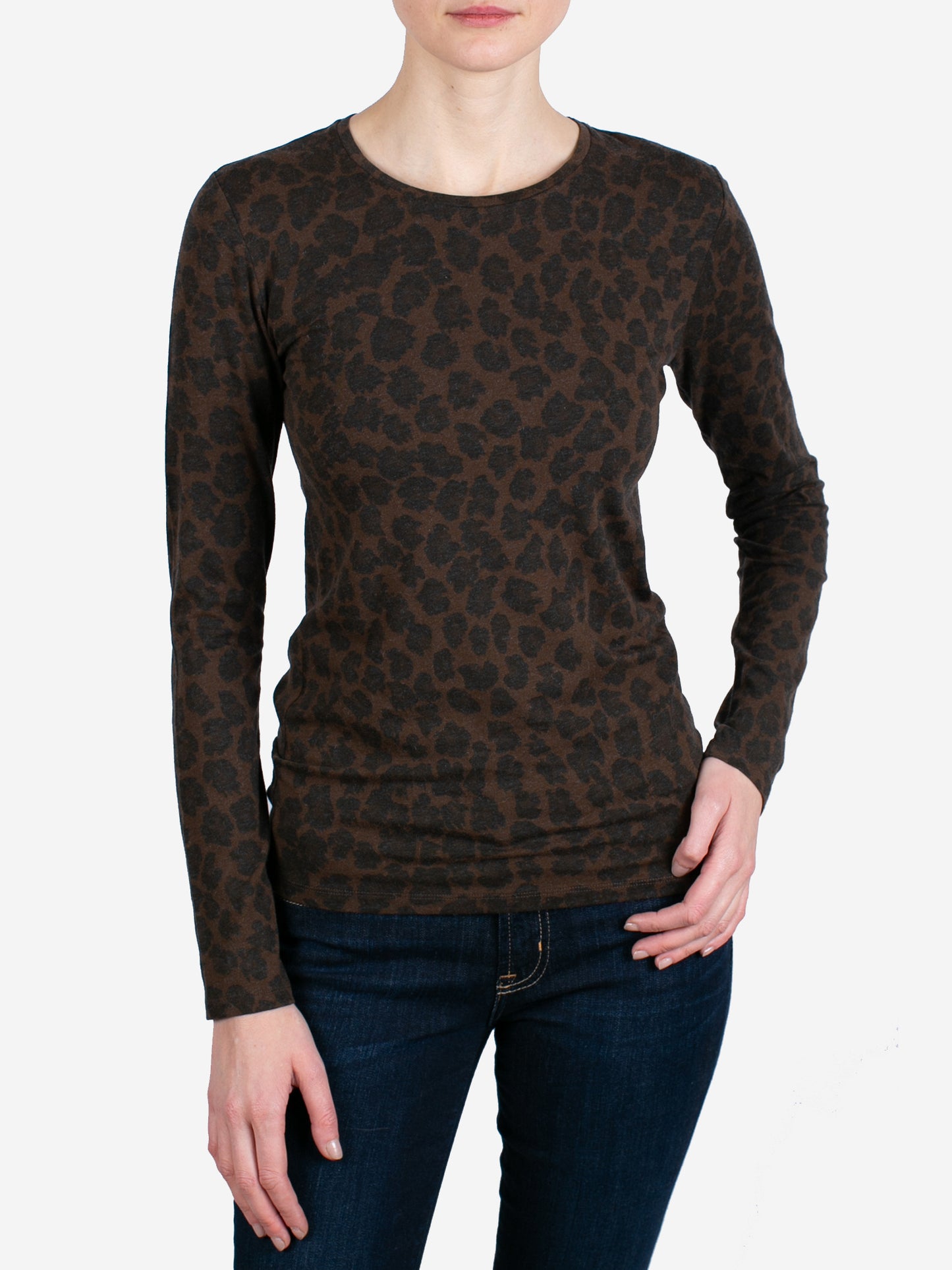 Majestic Women's Leopard Print Long-Sleeve Crew Tee - Saint Bernard