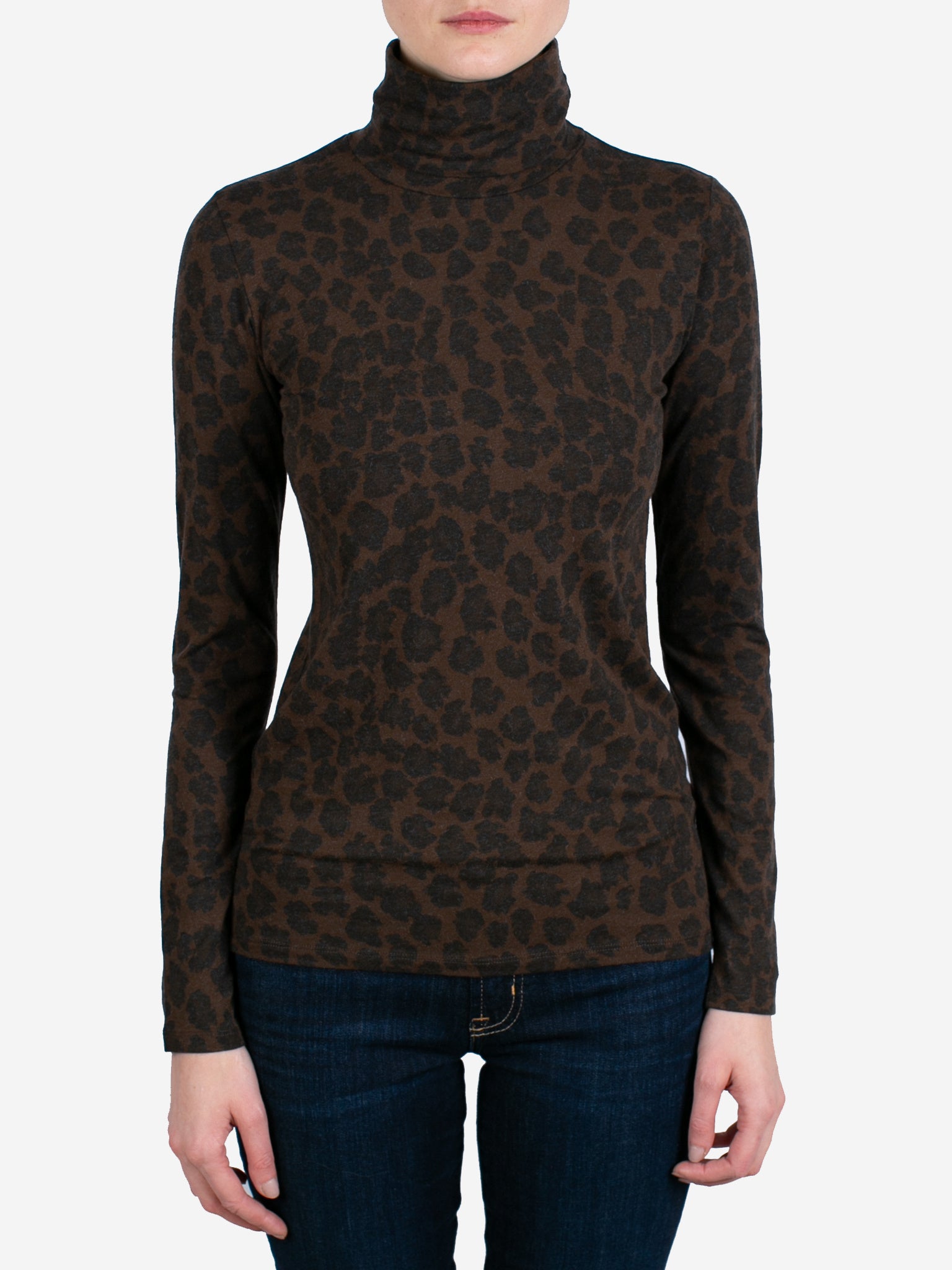 Majestic Women's Leopard Print Long-Sleeve Turtleneck Top - Saint Bernard