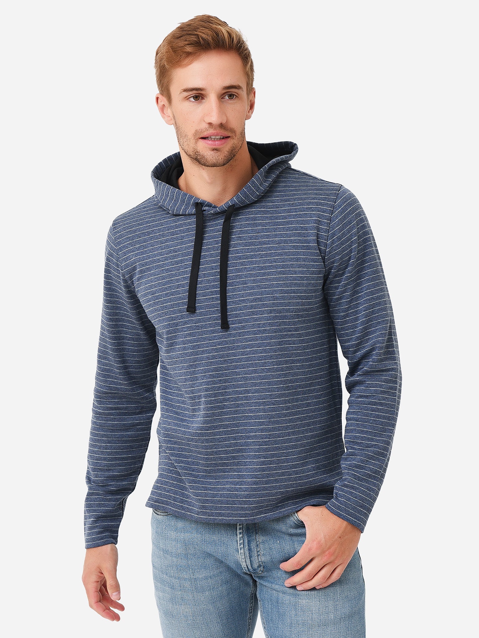 Vince Men's Lightweight Stripe Pullover Hoodie - Saint Bernard
