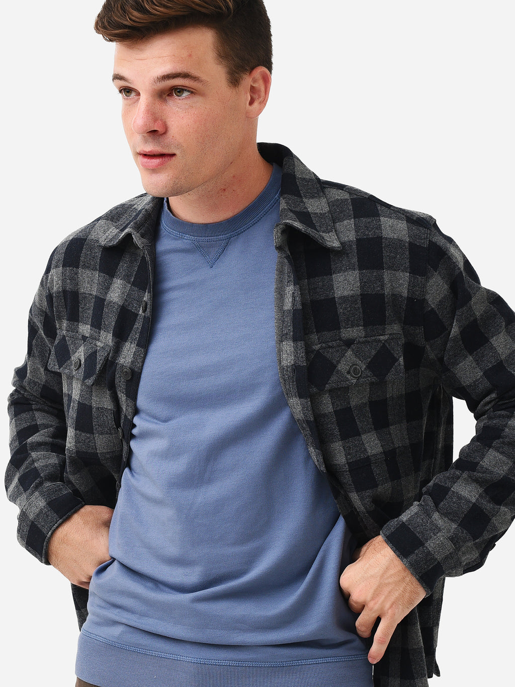 Vince Men's Buffalo Check Long Sleeve Shirt - Saint Bernard