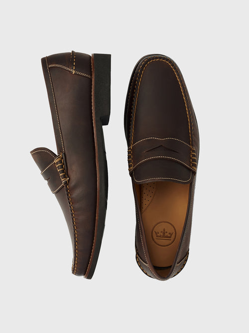 Peter Millar Crown Handsewn Leather Penny Loafer