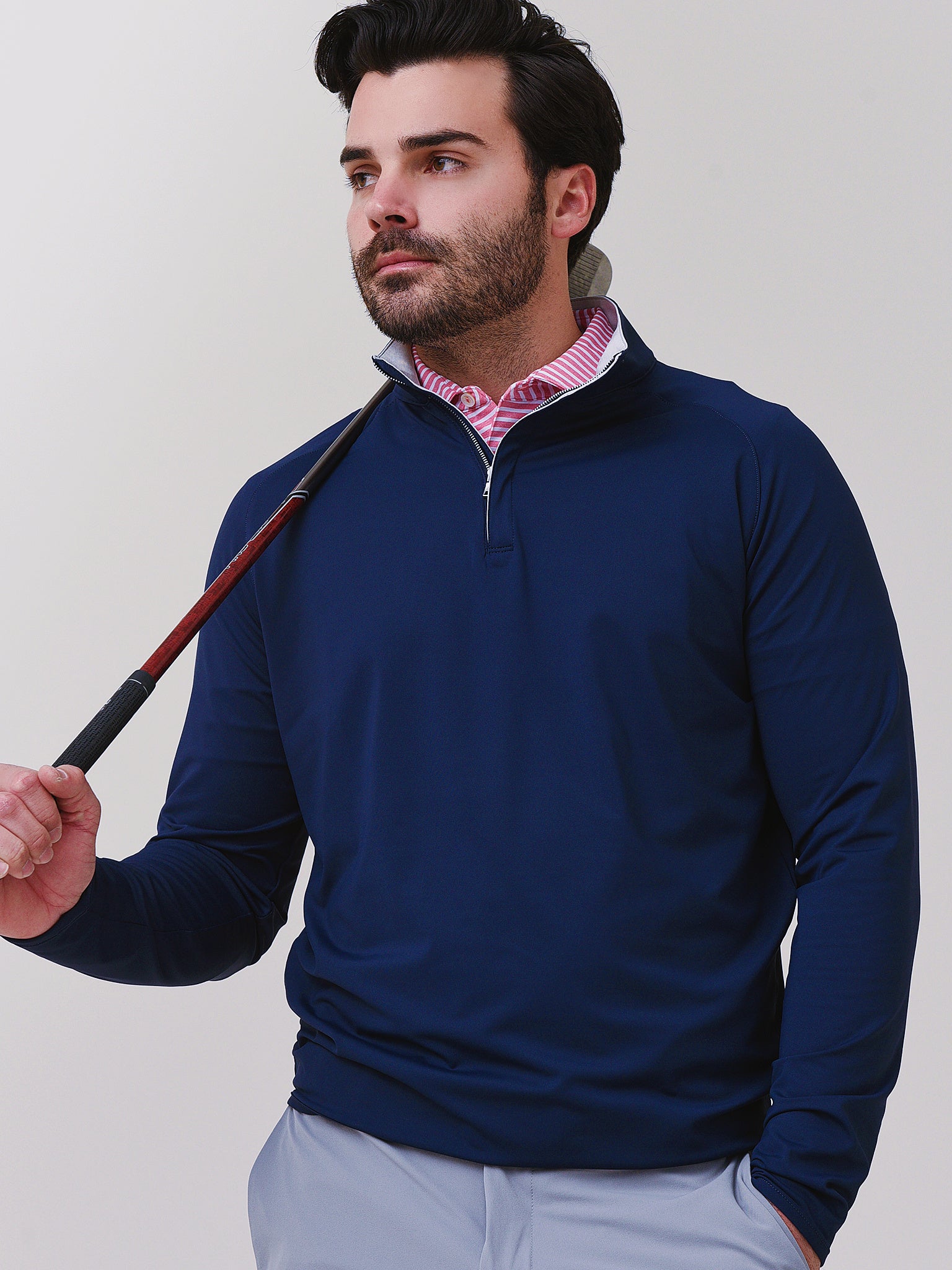 Peter Millar Crown Crafted Men's Stealth Performance Quarter-Zip - Saint Bernard