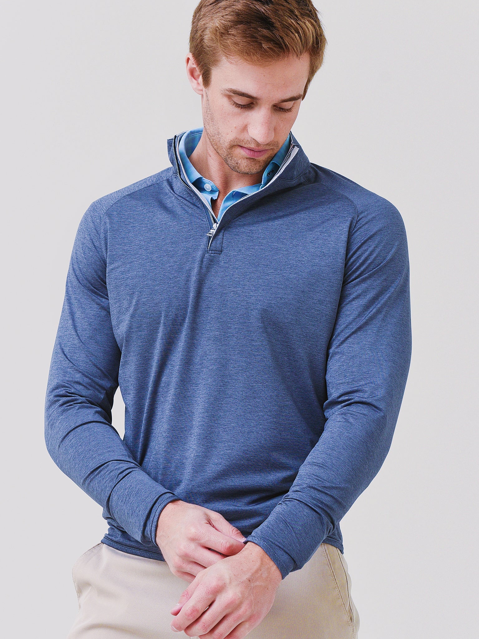 Peter Millar Crown Crafted Men's Stealth Performance Quarter-Zip - Saint Bernard
