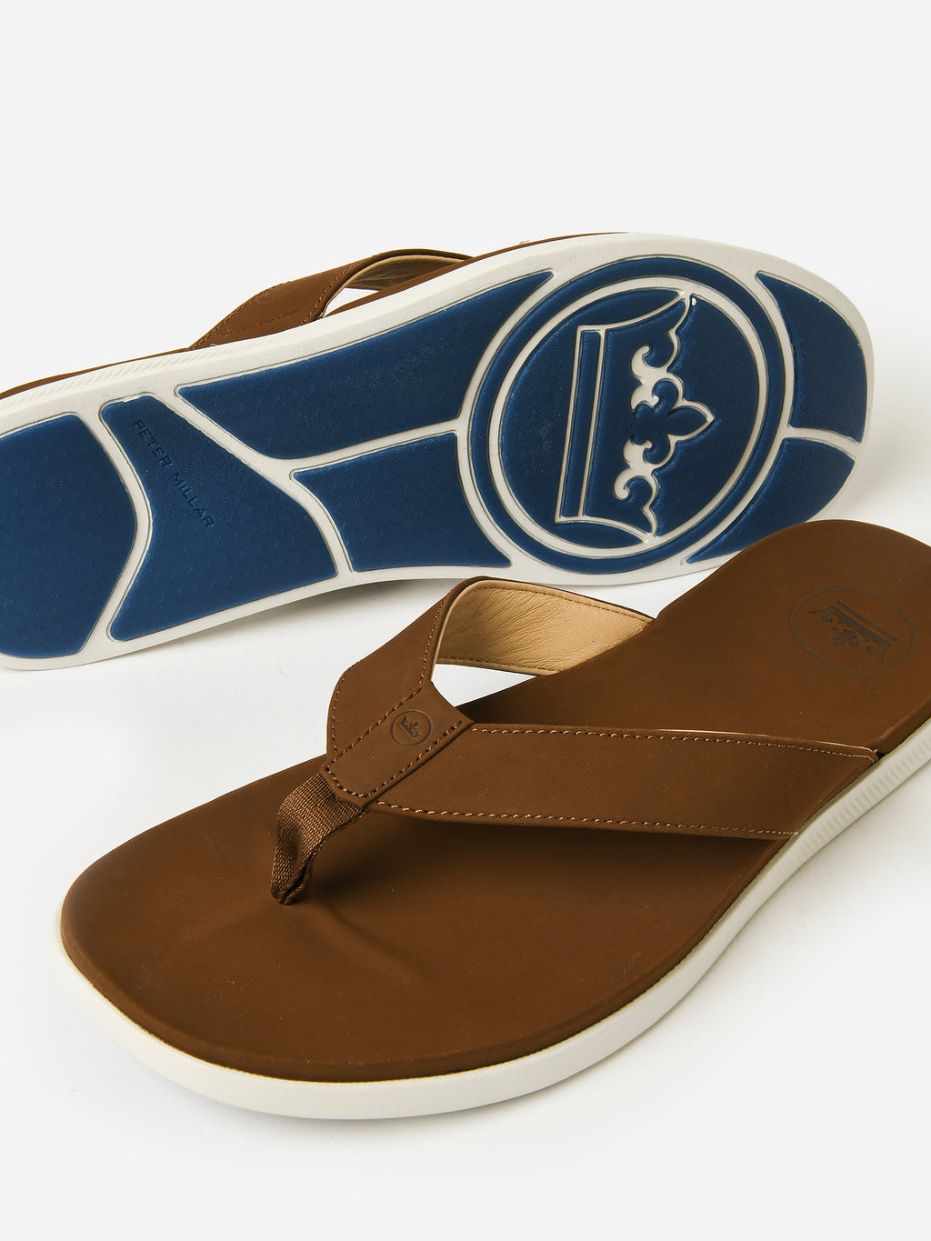 Peter Millar Seaside Men's Hyperlight Slide Nubuck Flip Flop - Saint Bernard