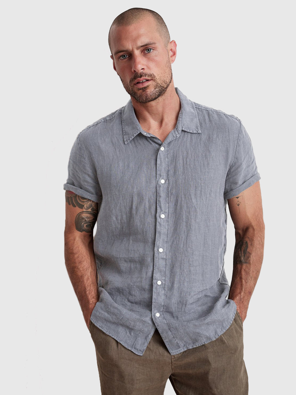 Velvet Men's Mackie Linen Button-Up Shirt - Saint Bernard