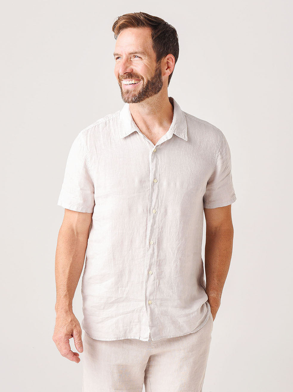 Velvet Men's Mackie Linen Button-Up Shirt - Saint Bernard