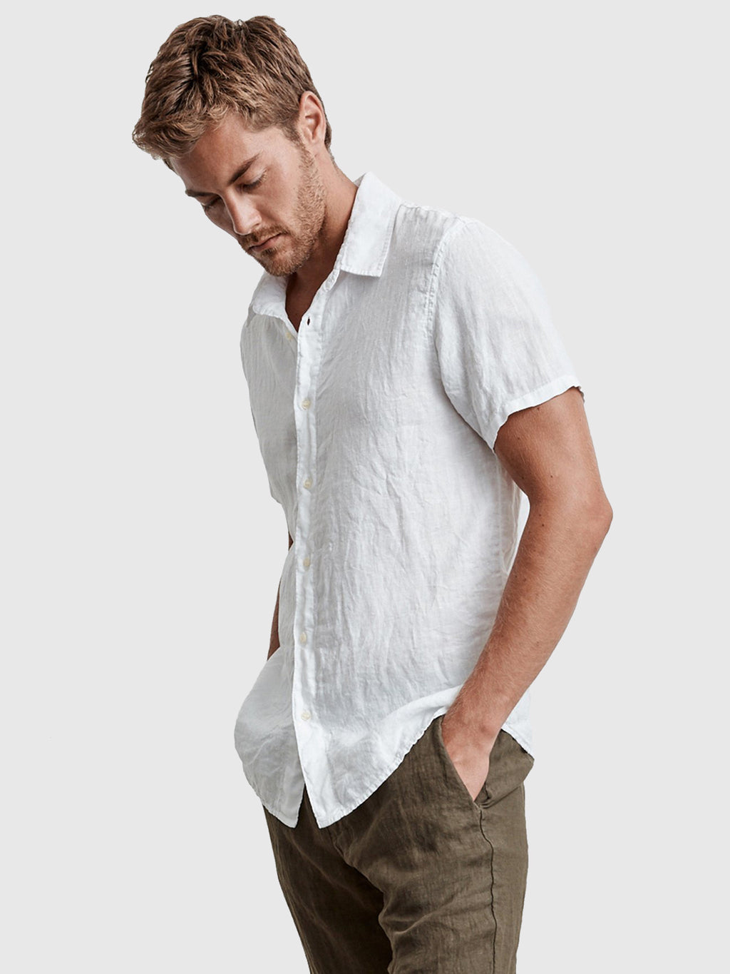 Velvet Men's Mackie Linen Button-Up Shirt - Saint Bernard