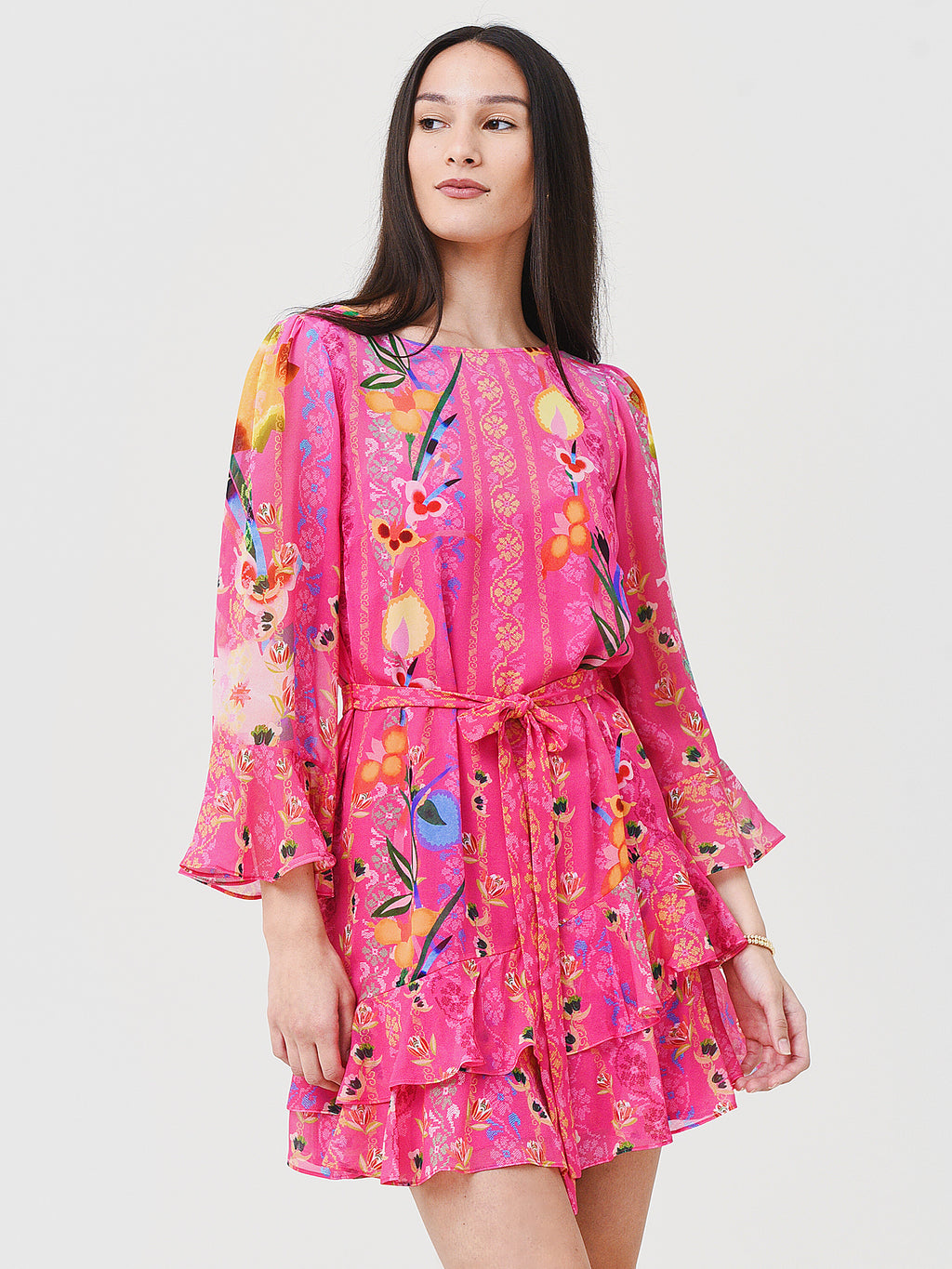 Saloni Women's Marissa Belted Silk Dress - Saint Bernard