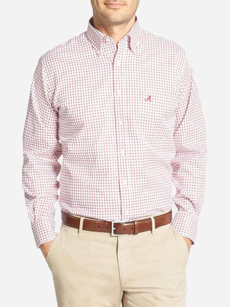 Peter Millar Men's Collegiate Nanoluxe Twill Tattersall Button-Down - Saint Bernard