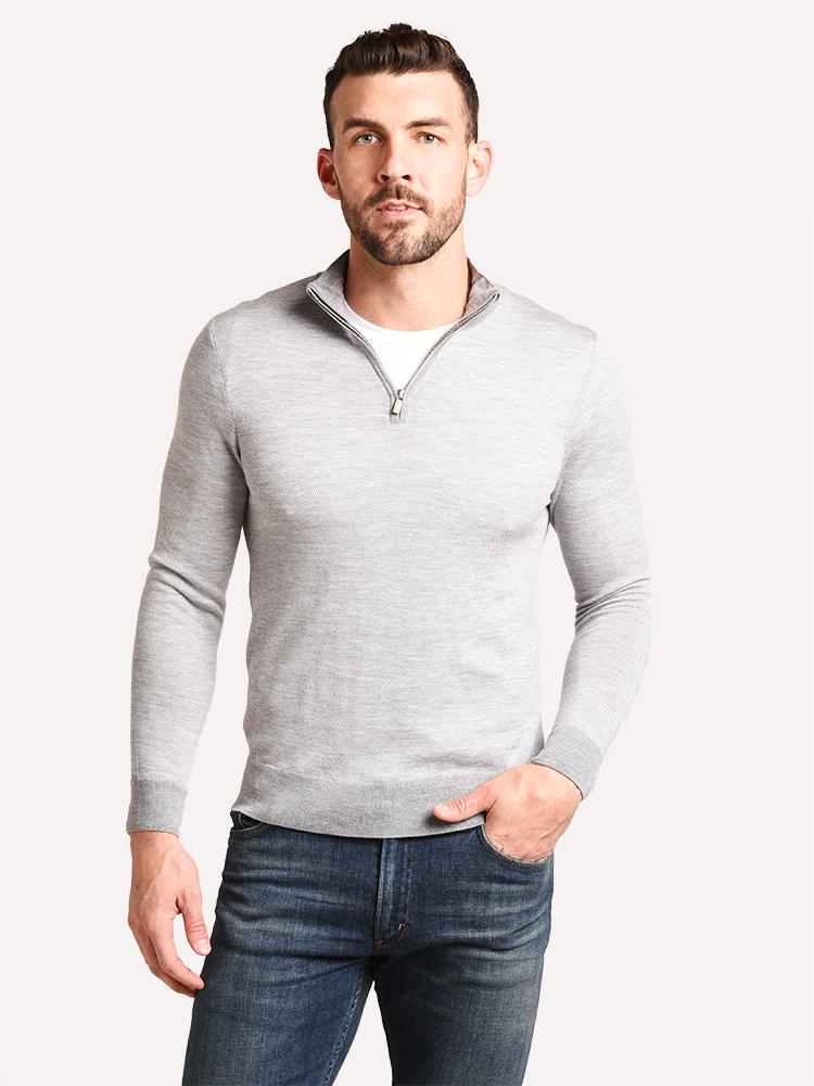 Naadam Men's Birdseye 1/4 Zip Pullover Sweater - Saint Bernard