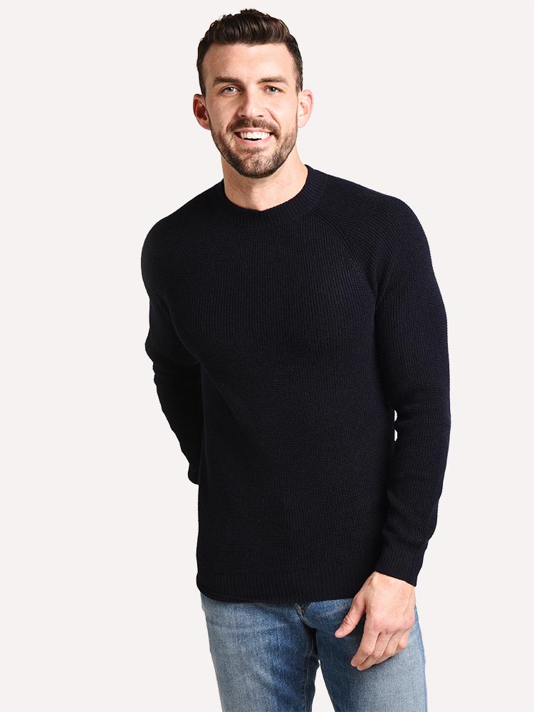 Naadam Men's Waffle Stitch Raglan Crewneck Pullover Sweater - Saint Bernard