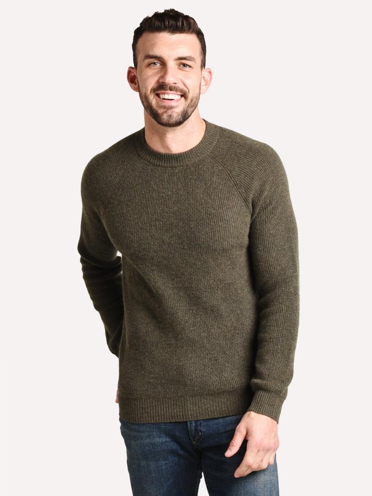 Naadam Men's Waffle Stitch Raglan Crewneck Pullover Sweater - Saint Bernard