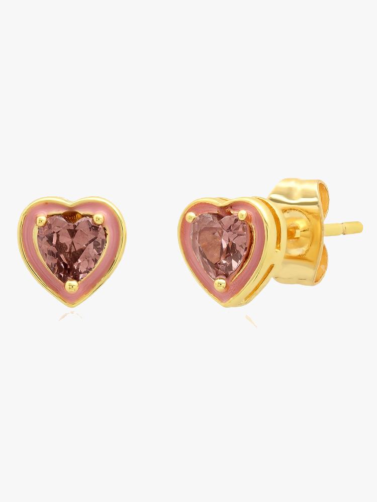 Tai Pink Enamel Studs with Halo - Saint Bernard