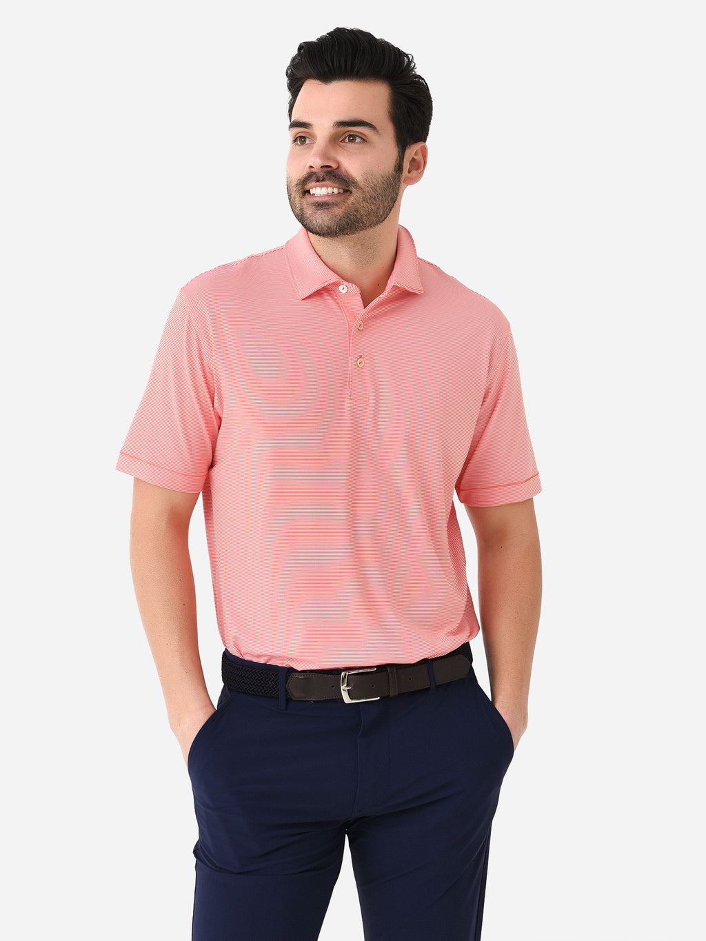 Peter Millar Crown Sport Men's Jubilee Stripe Performance Polo - Saint Bernard