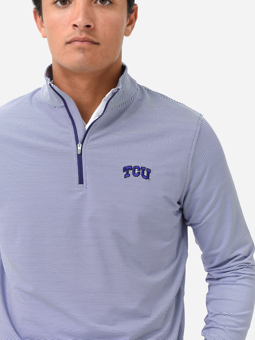 Peter Millar Men's Perth Mini Stripe Quarter Zip Sweater - Saint Bernard