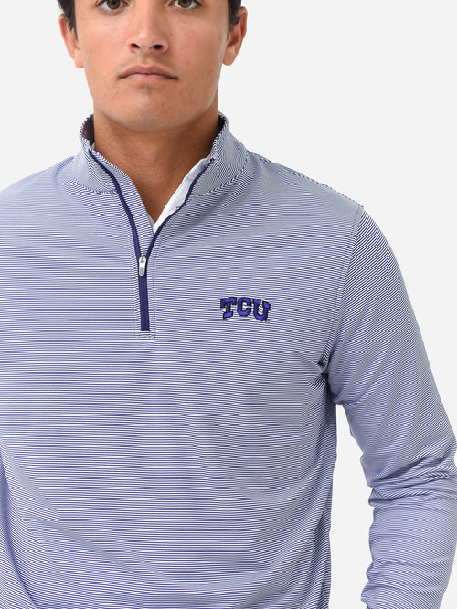 Peter Millar Men's Perth Mini Stripe Quarter Zip Sweater