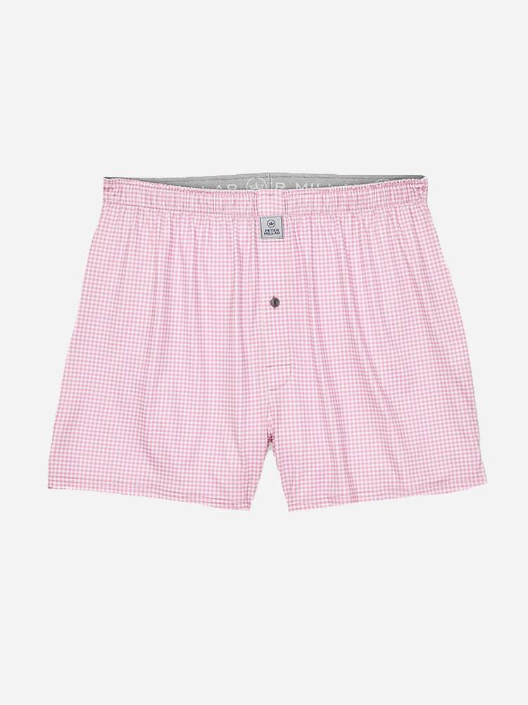 Peter Millar Crown Sport Men's Nebraska Printed Gingham Check Stretch Jersey Boxer - Saint Bernard