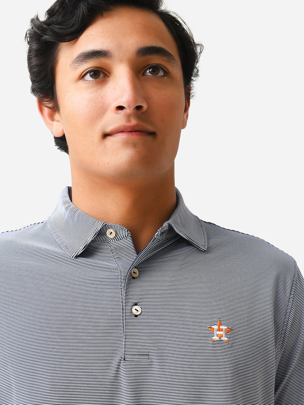 Peter Millar Major League Baseball Men's Houston Astros Jubilee Stripe Performance Polo - Saint Bernard