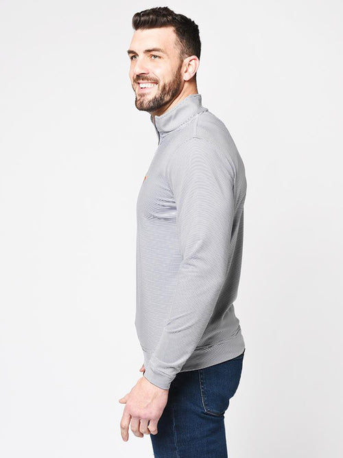 Peter Millar Men’s Texas Perth Mini-Stripe Stretch Loop Terry Quarter Zip